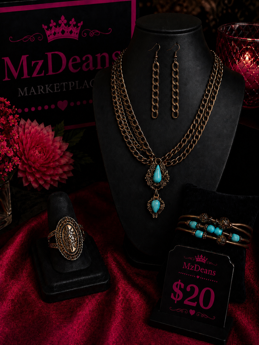 Turquoise Elegance Statement Jewelry Set