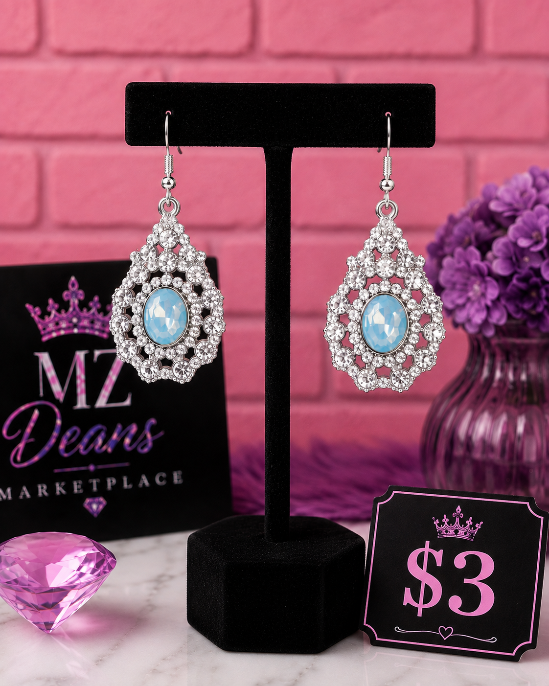 Sky Blue Sparkle Teardrop